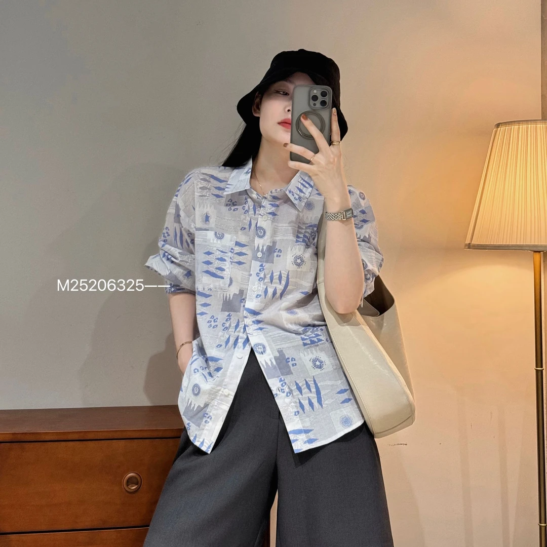 今婷衬衫女款外穿2025新款爆款洋气上衣夏季开衫薄衬衣-M25206325