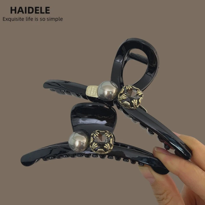 【春夏款发饰】复古中风发夹鲨鱼抓夹高级感气质小香风盘发抓夹女