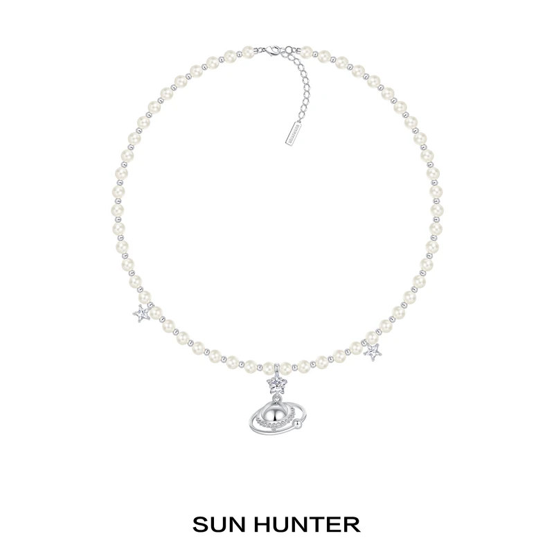 铜合金项链 三横SUN HUNTER原创珠珠拼接星球项链小众锁骨链轻奢