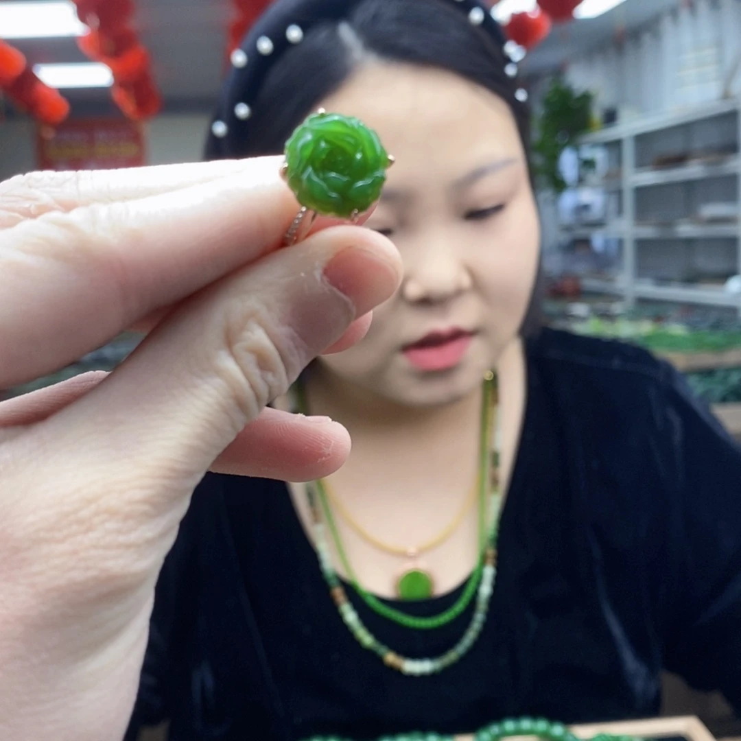 和田玉戒指银S925镶嵌