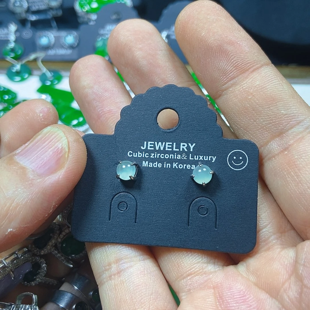 翡翠银S925镶嵌耳钉684耳钉