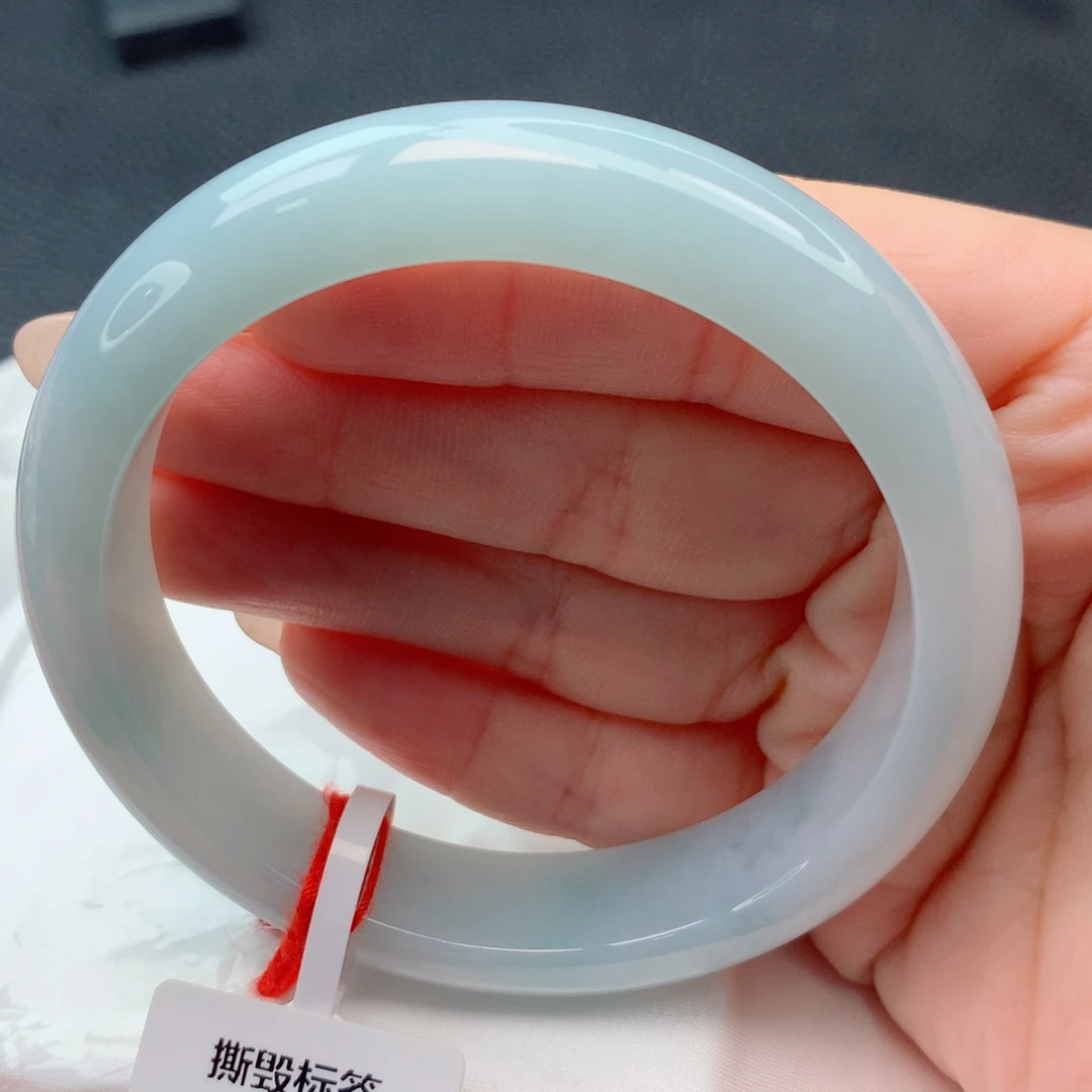 翡翠未镶嵌手镯56-57胶润蓝底