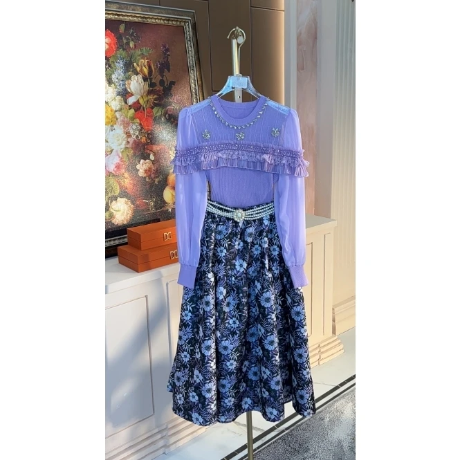 芙娜妮轻奢秋冬新款小众设计衬衫气质显瘦女装时尚两件套F2510779