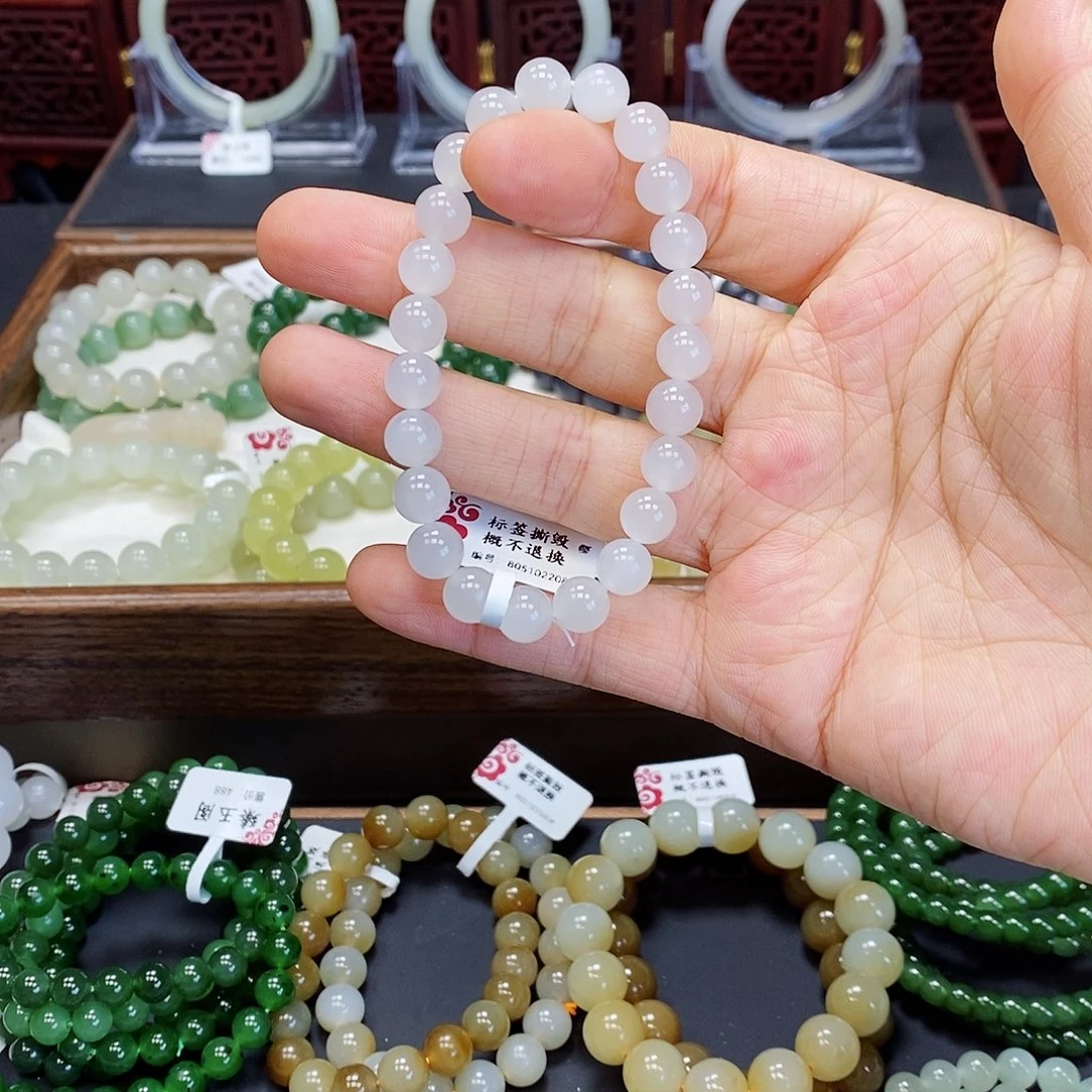 和田玉手串未镶嵌白玉8