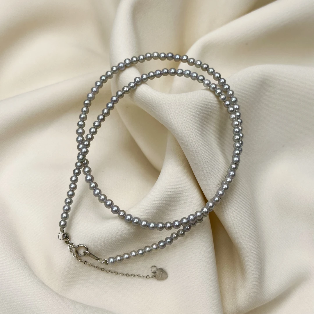 TX259【卷王蓝精铃】天然淡水珍珠稀有色小米珠满串3-5mm非基地发