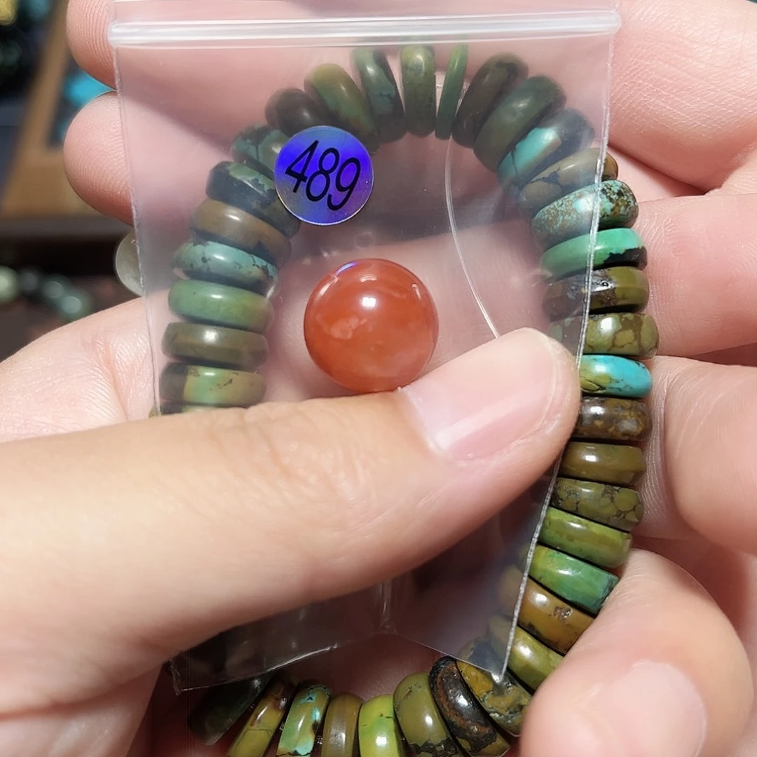 @***千玛瑙/玉髓未镶嵌圆珠桶珠老型手串！！