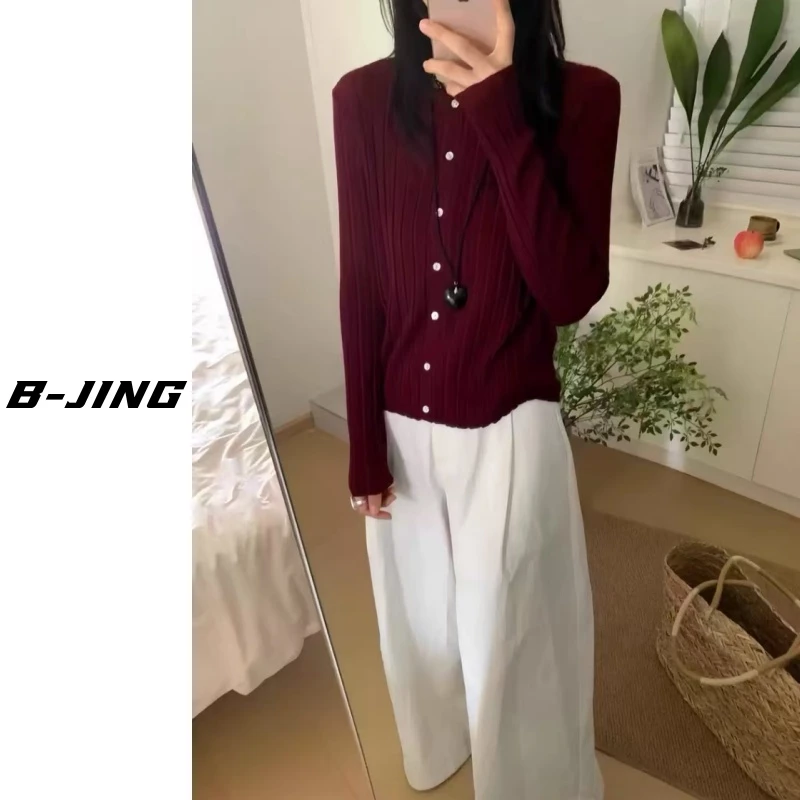 【莎莎家】绵羊毛新款春夏长袖扣子开衫外套圆领纯色透气薄款2517