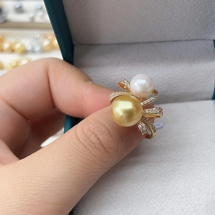 戒指银S925镶嵌海水珍珠