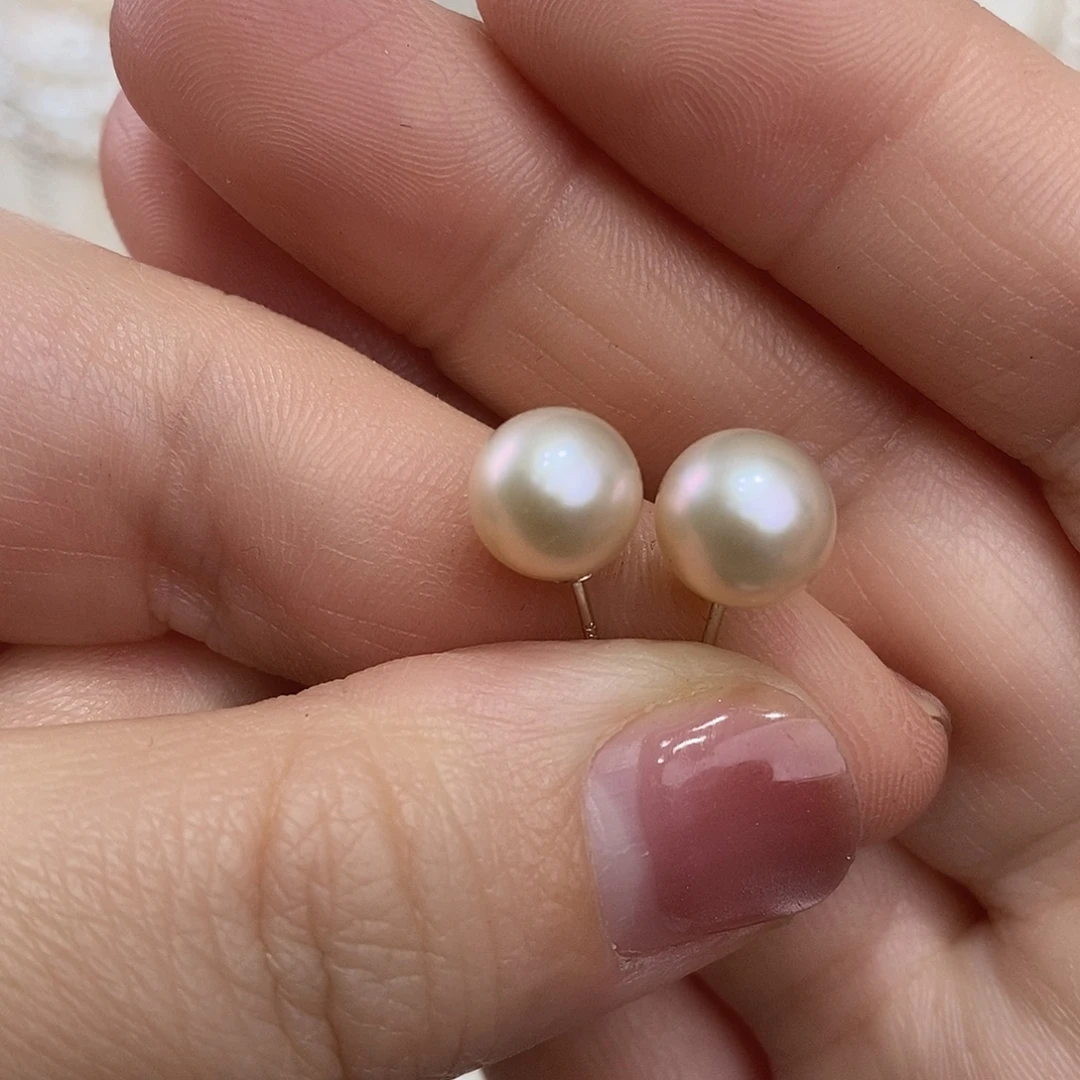 耳饰银S925镶嵌淡水珍珠9-10