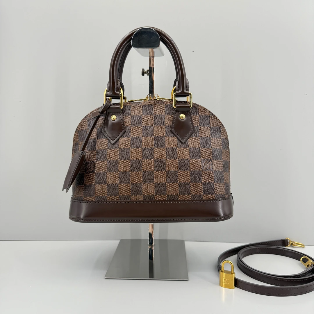 95新 LouisVuitton/路易威登 优选/AlmaBB棕棋盘格贝壳包24×17×12