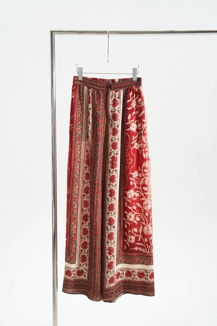 HTT小众设计感原创碎花条纹百搭休闲裤5205139