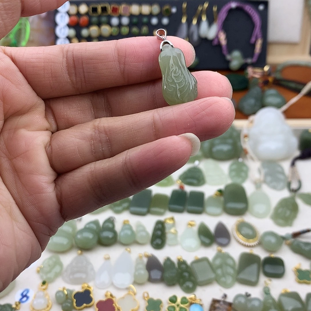 和田玉银S925镶嵌吊坠(不含链)