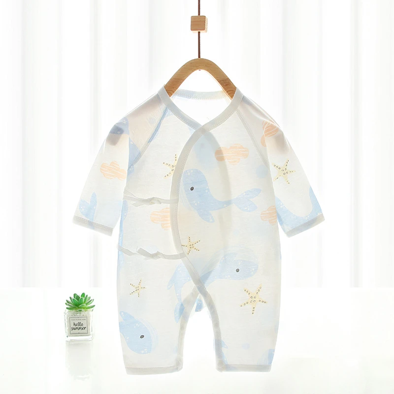【夏季薄】新生儿纯棉衣服初生婴儿超薄夏季空调服哈衣爬爬服连体衣