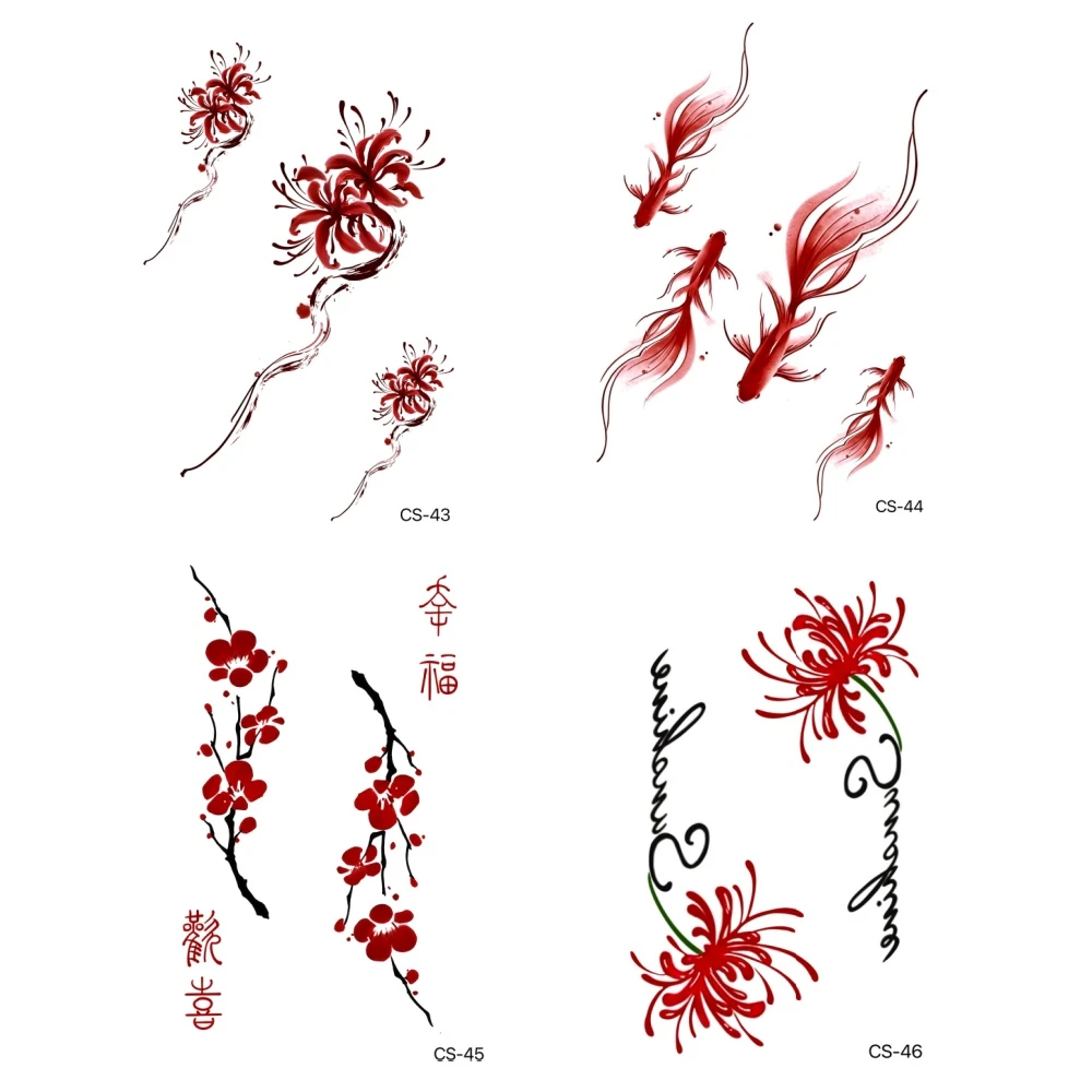 【新款彩色纹身贴*CS（43.44.45.46）金鱼.梅花.彼岸花】