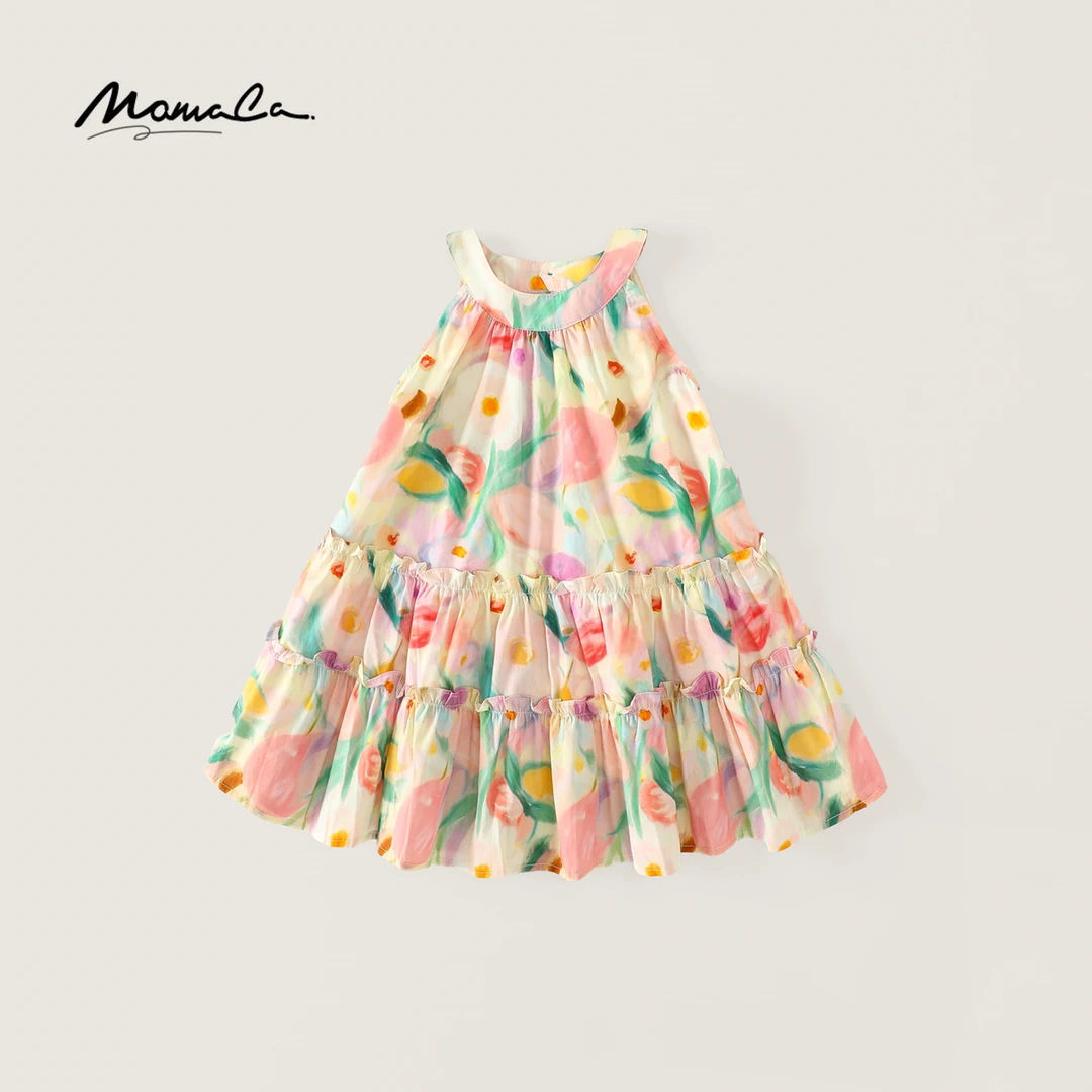 MOMOCO女童夏季新款中小童碎花甜美洋气棉布背心裙77620476008