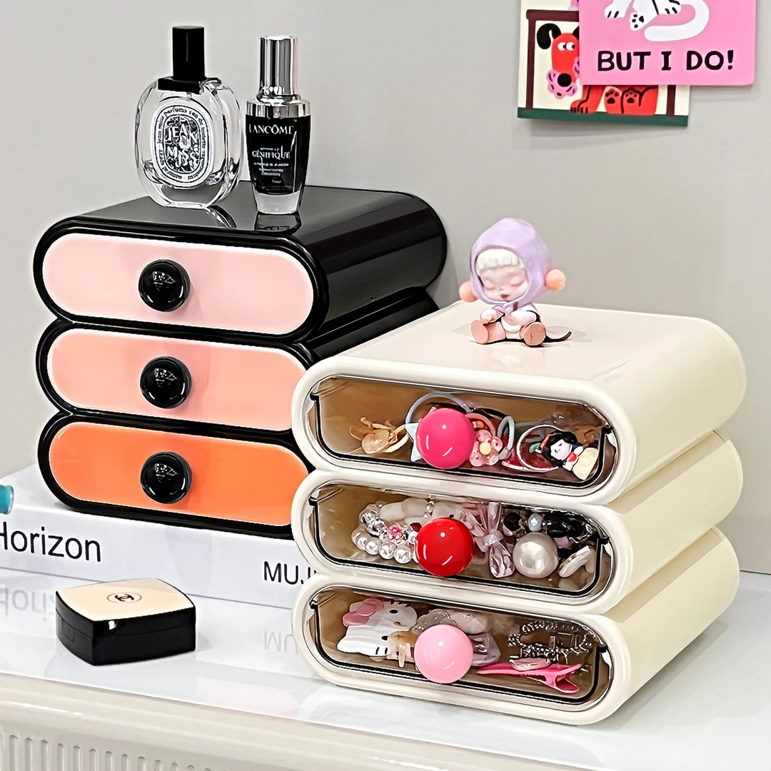 BSD多巴胺桌面收纳盒高颜值多层抽屉式杂物文具办公桌整理盒