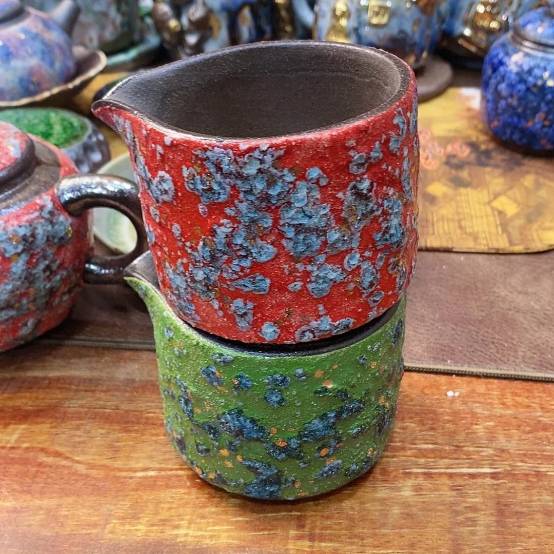 粗陶志野柴烧茶器