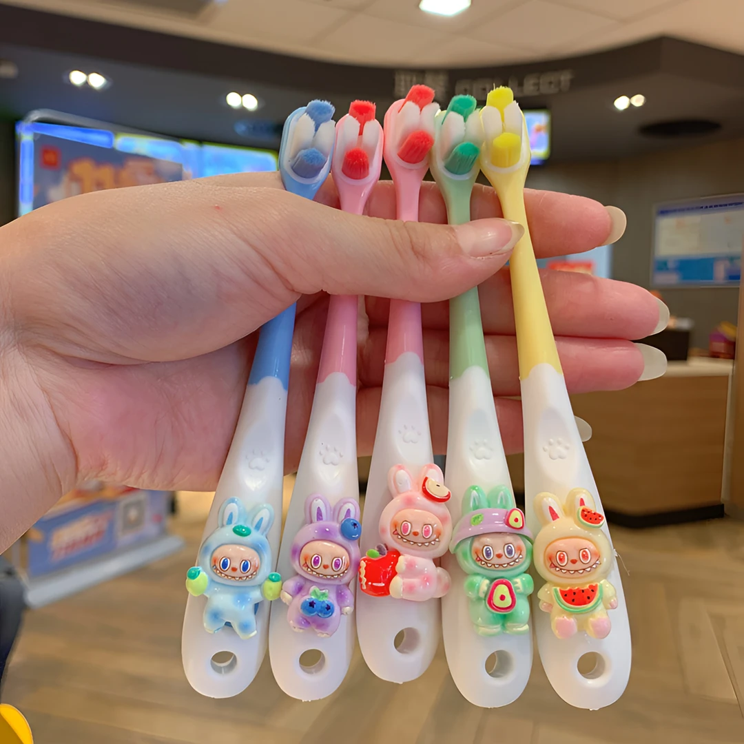 【5支】万毛刷labubu儿童软毛牙刷三丽鸥美乐蒂3-6-10岁哪吒牙刷