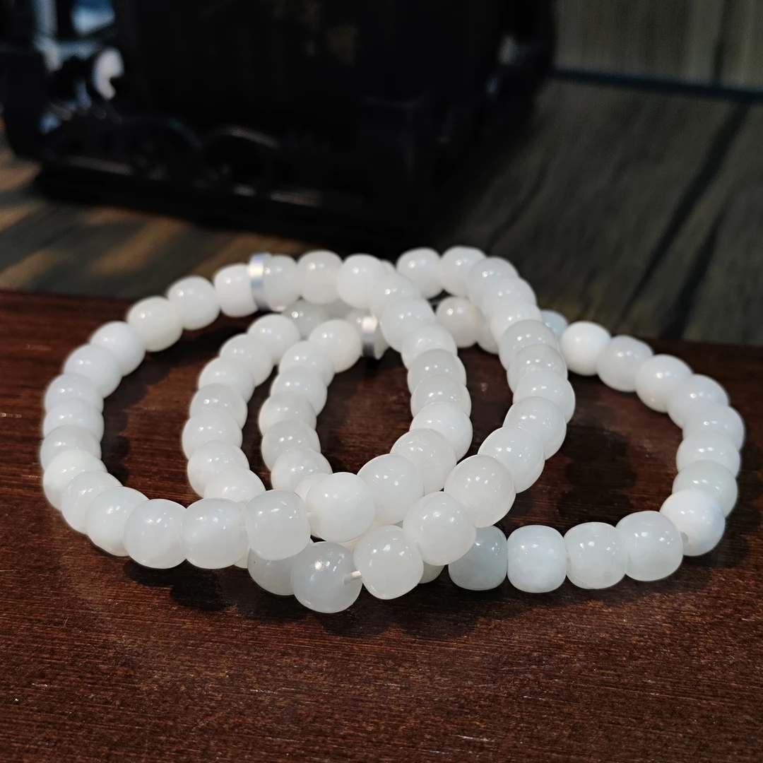 【书记甄选】和田白玉单圈手链 多样式发一件 约7mm A031