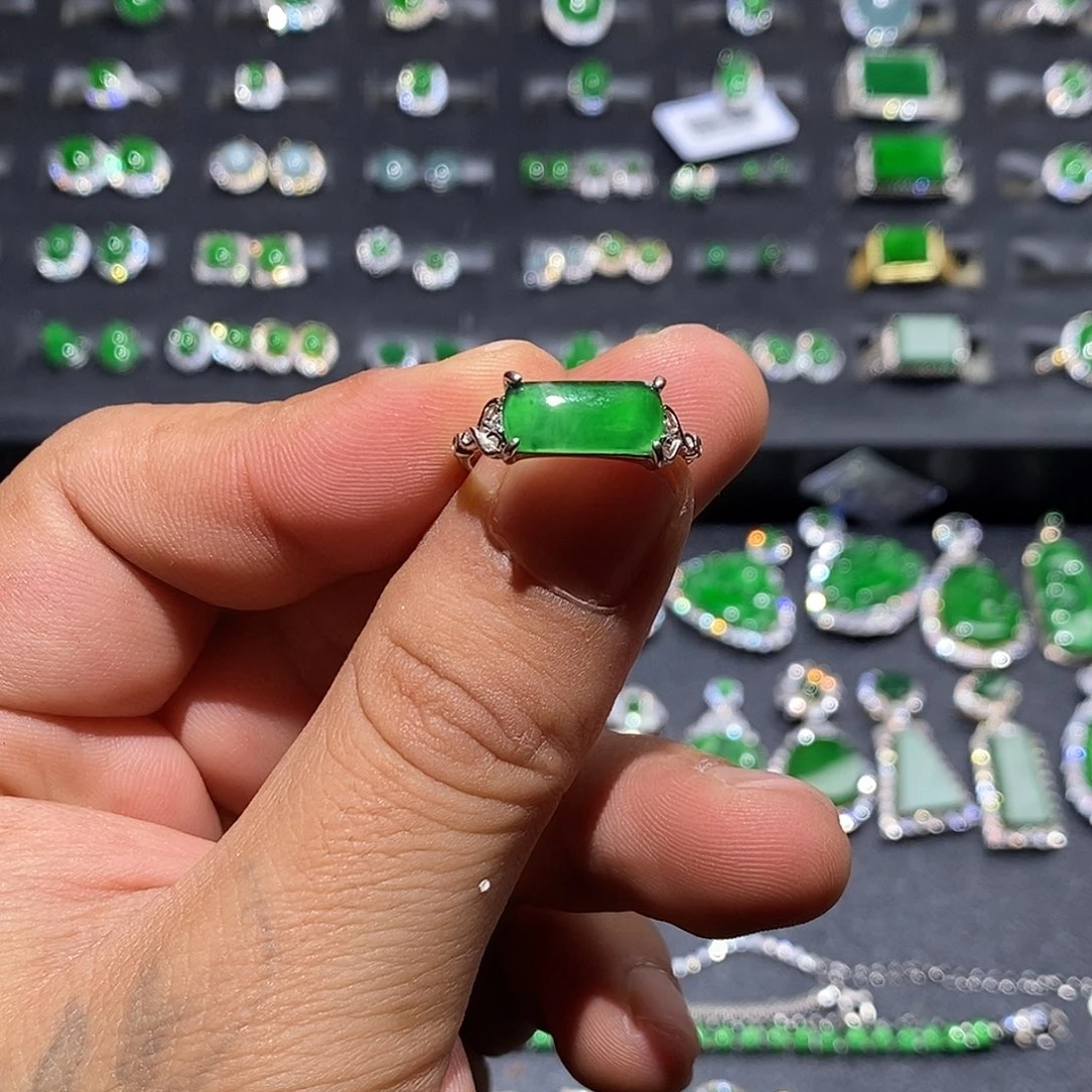 翡翠银S925镶嵌戒指