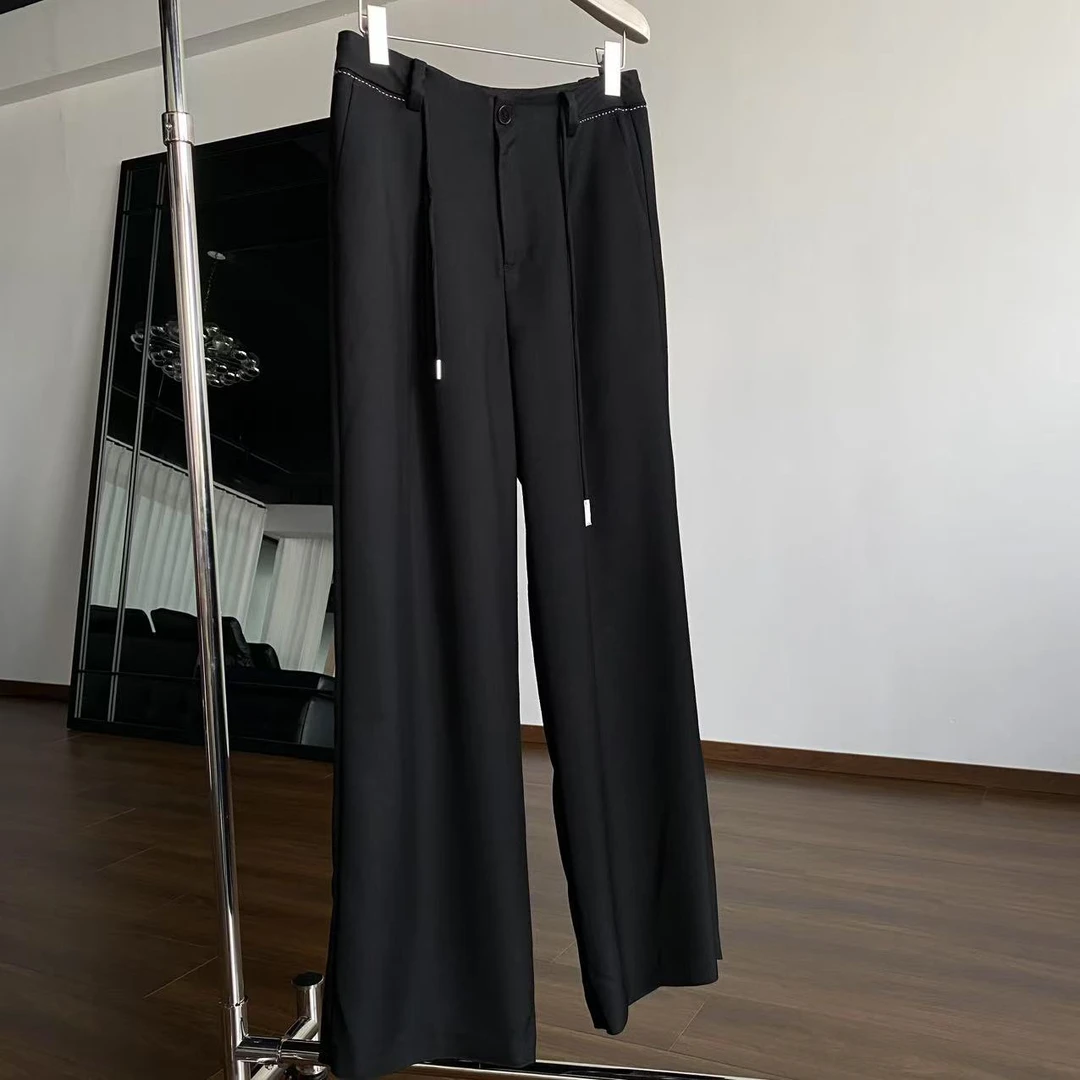 MNFK  进口三醋酸 手工腰头 黑色裤子 K0640