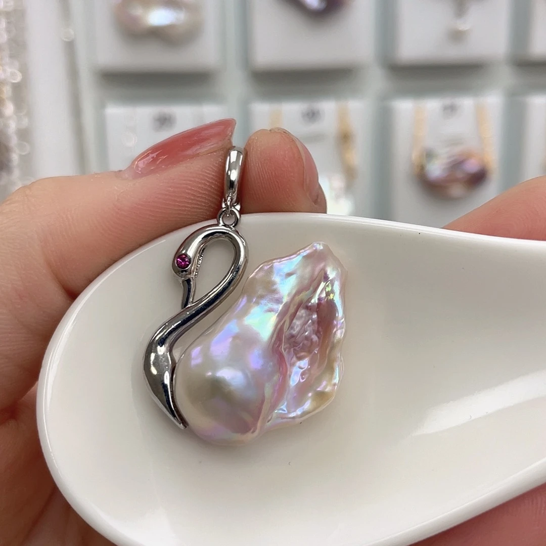 淡水珍珠银S925镀金镶嵌颈饰