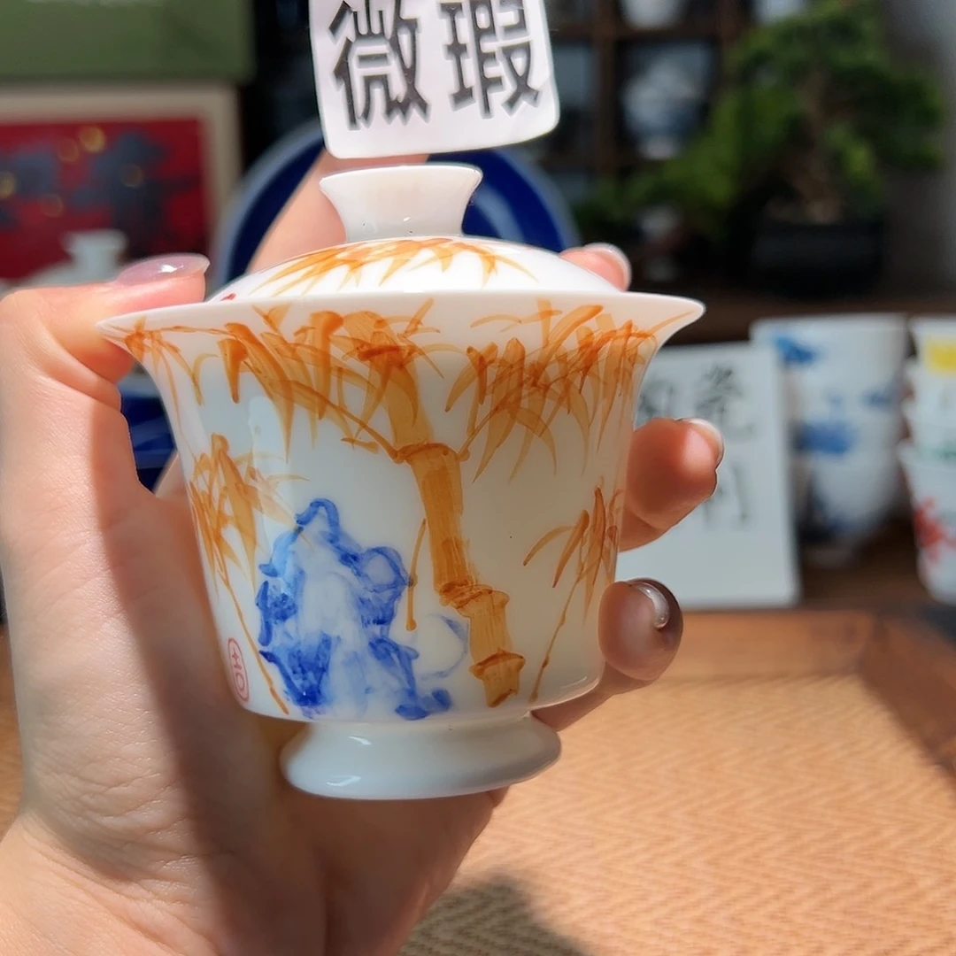 【闪购商品】微瑕 手绘 盖碗