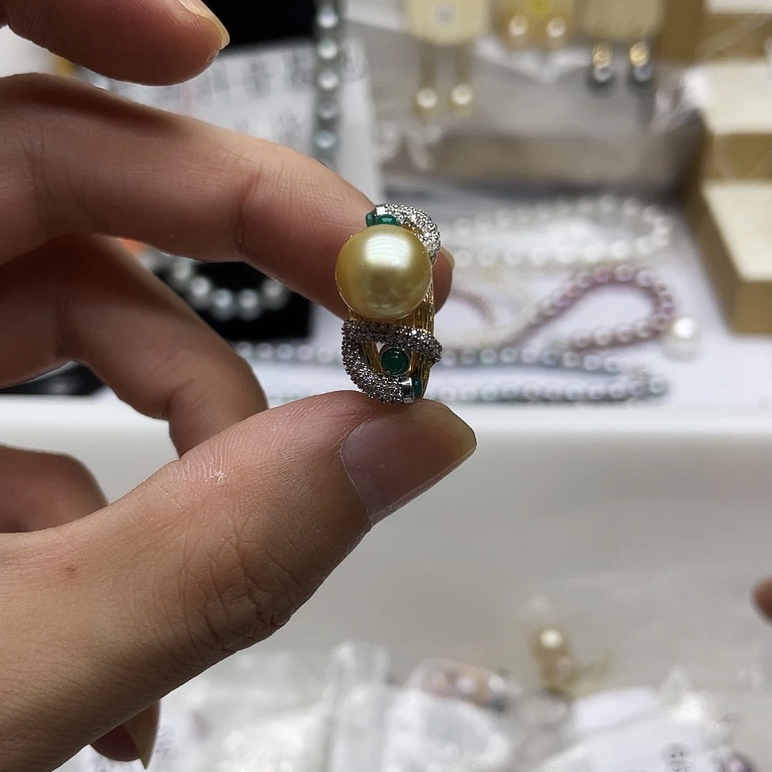 海水珍珠银S925镶嵌戒指
