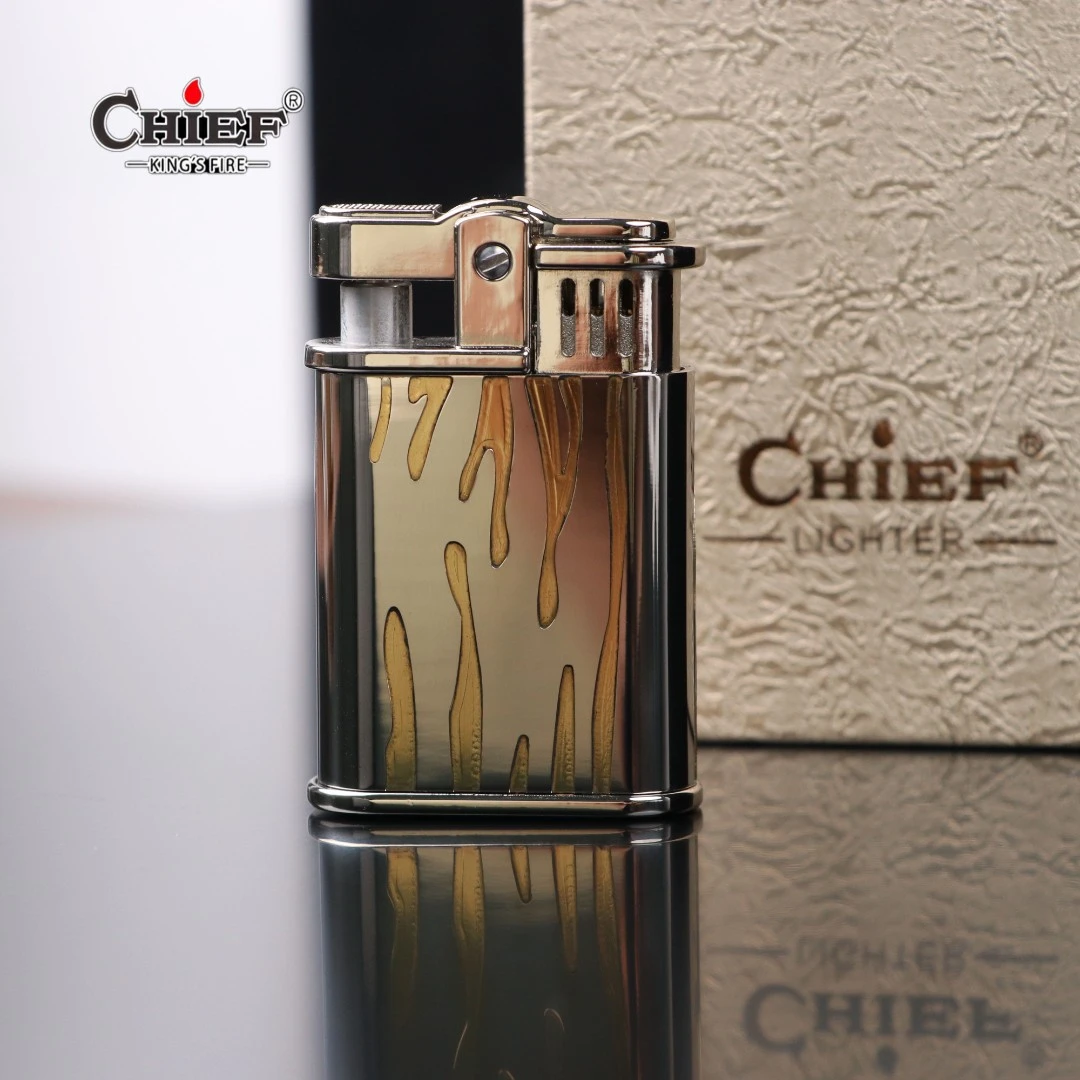 CHIEF/首领经典【烈火真金】砂轮明火防风煤油高档礼品煤油打火机
