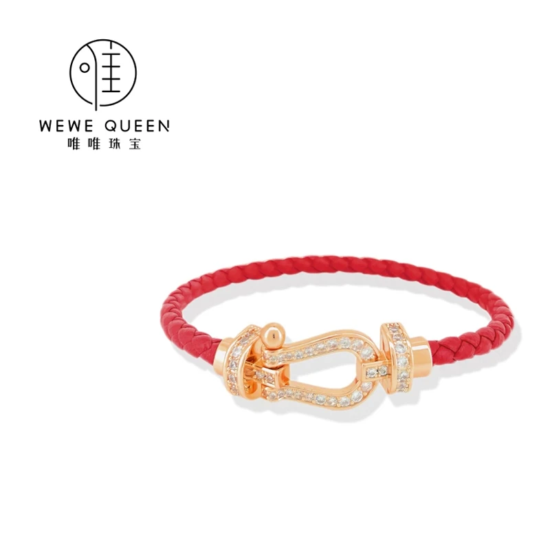 铜合金合成锆石手链 WEWE/唯唯  轻奢红绳马蹄扣手链 ww24s0182