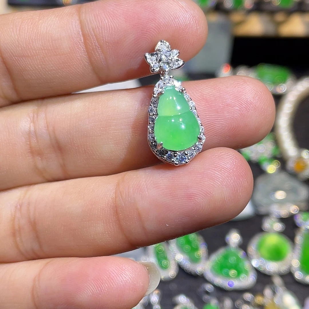 翡翠银S925镶嵌吊坠(不含链)