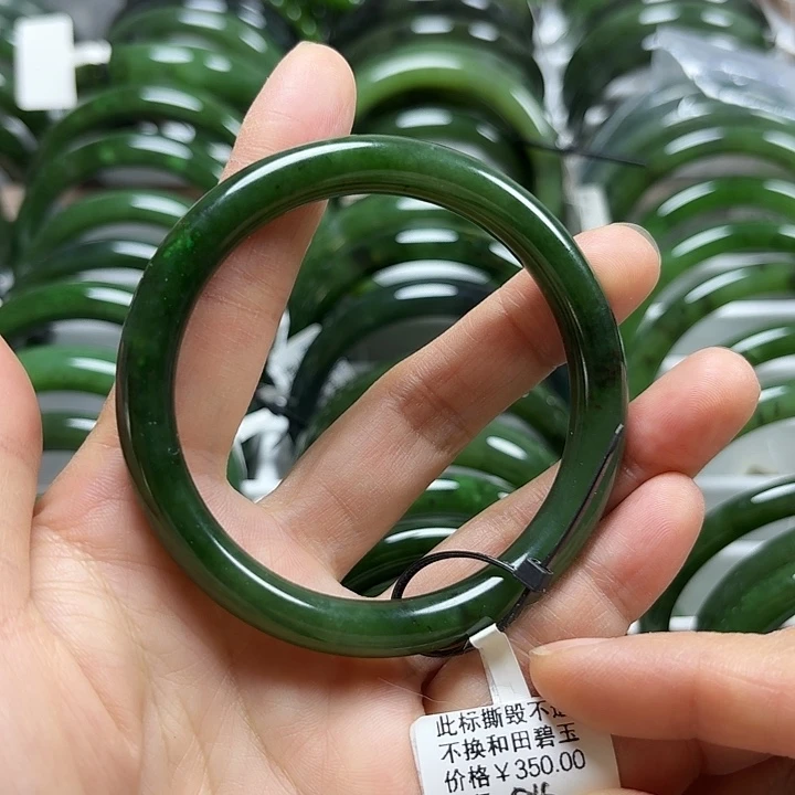 和田玉（碧玉）未镶嵌手镯细圆条54