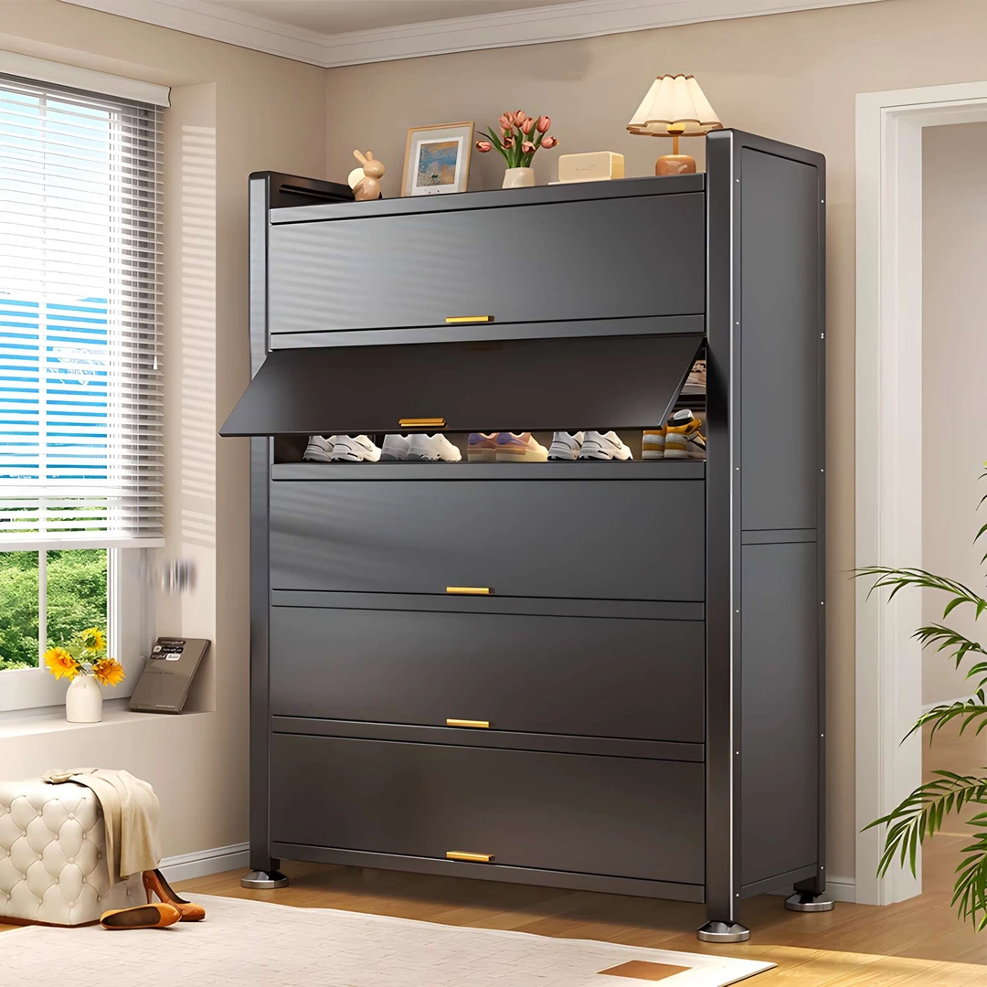 鞋柜家用门口2025年新款碳钢鞋柜靠墙一体柜入户鞋架子多层家用