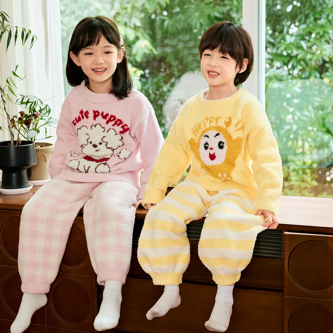 【冬季加绒加厚套装合集】儿童睡衣女童法兰绒半边绒保暖加厚秋冬季