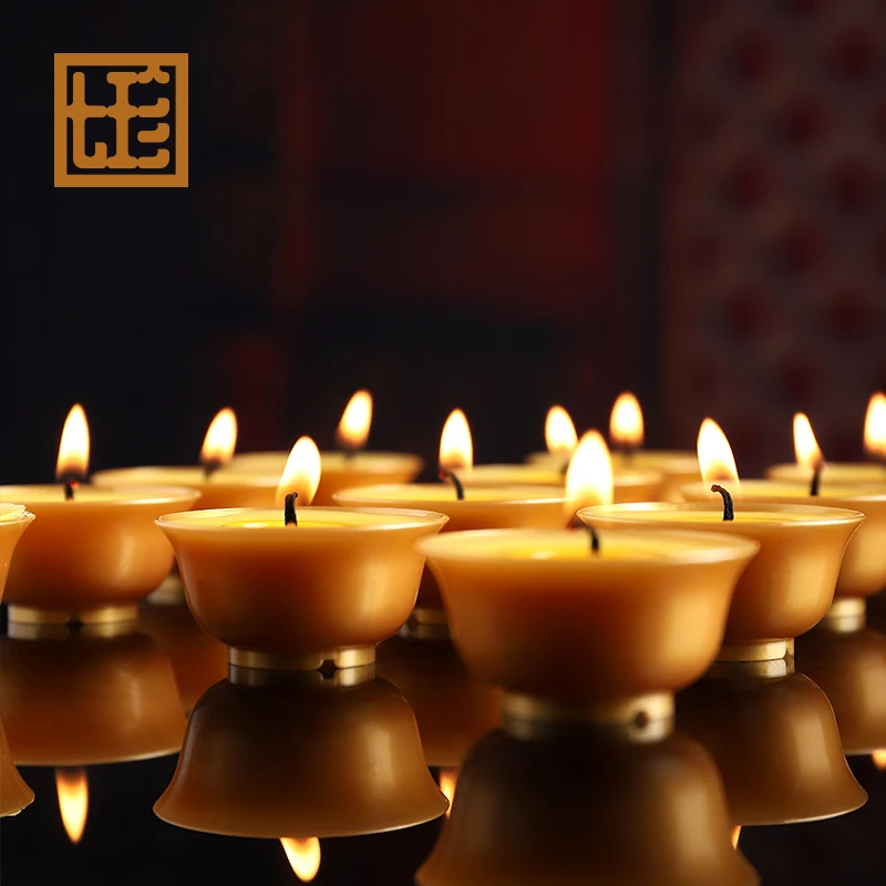 酥油灯香薰蜡烛长明灯琉璃灯4小时持久点燃送礼
