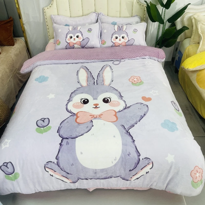 2025新款A类云境织梦亲肤牛奶绒加厚超柔暖豆豆被女孩