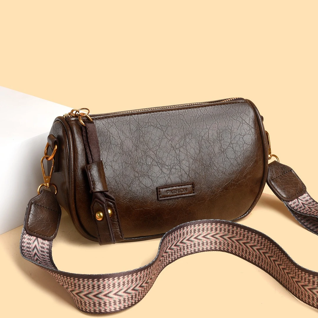 单肩包经典百搭女士斜跨时尚韩版洋气 休闲简约ins通勤 8394棕