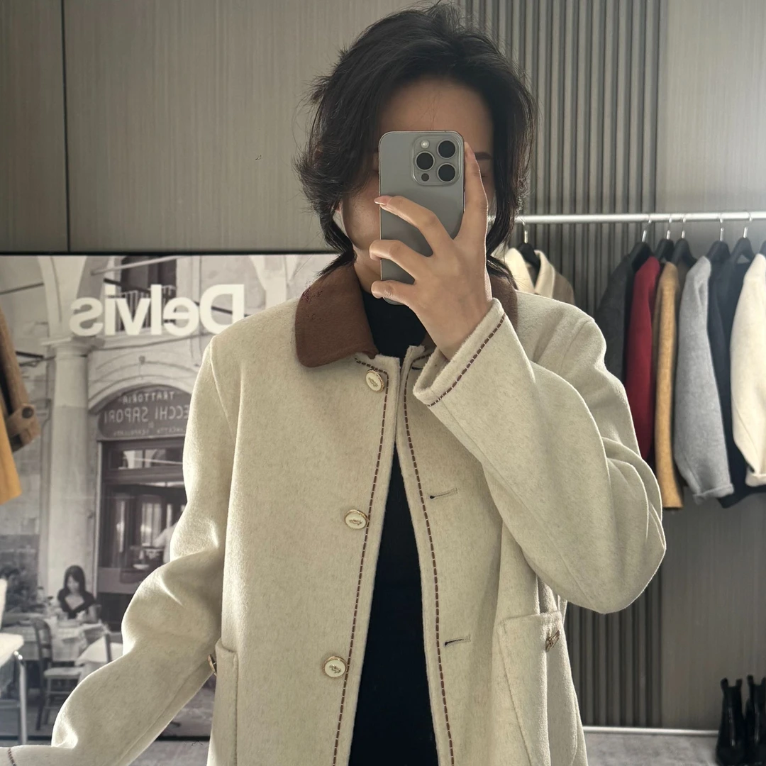 【%山羊绒大衣】6601-2025秋冬新款双面尼大衣高级感长款尼外套