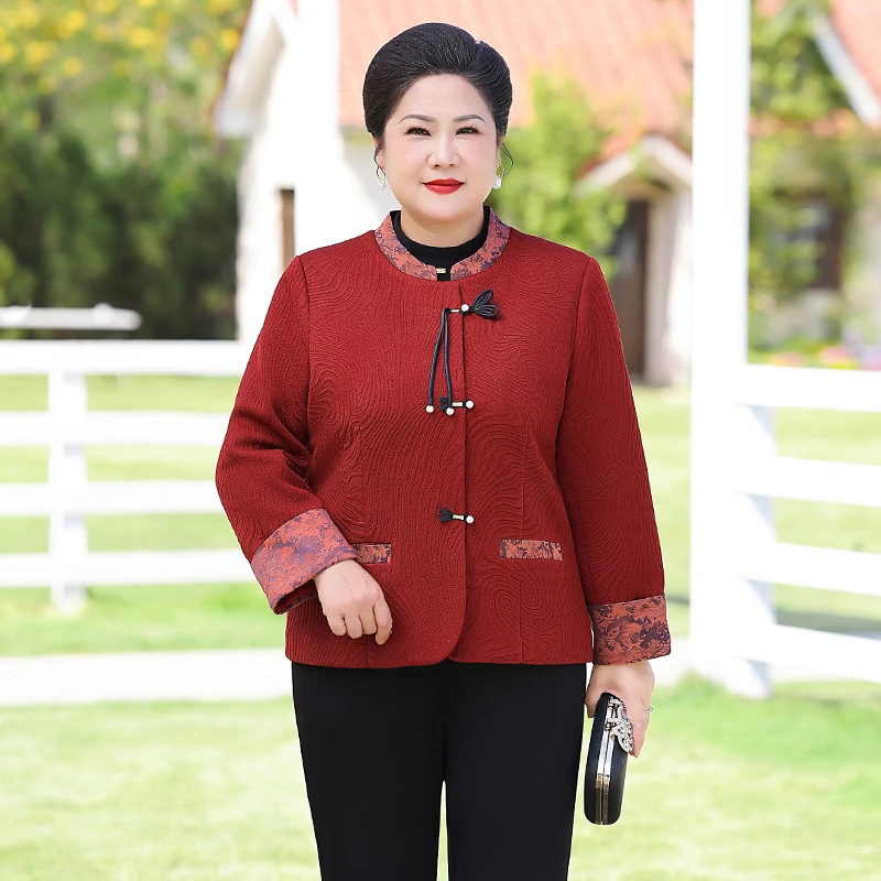 胖妈妈春装新款短外套过年衣服洋气新中式女装国风高贵阔太太上衣
