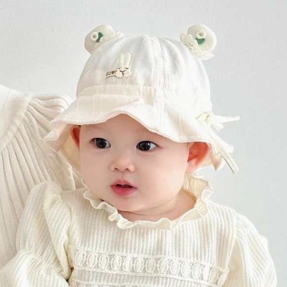 婴儿帽子春秋季薄款宝宝男可调女可爱渔夫帽婴幼儿遮阳防晒帽夏季