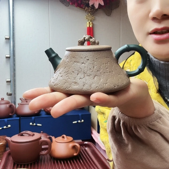 万***心紫砂茶壶子冶石瓢，双色半手130毫升，老段