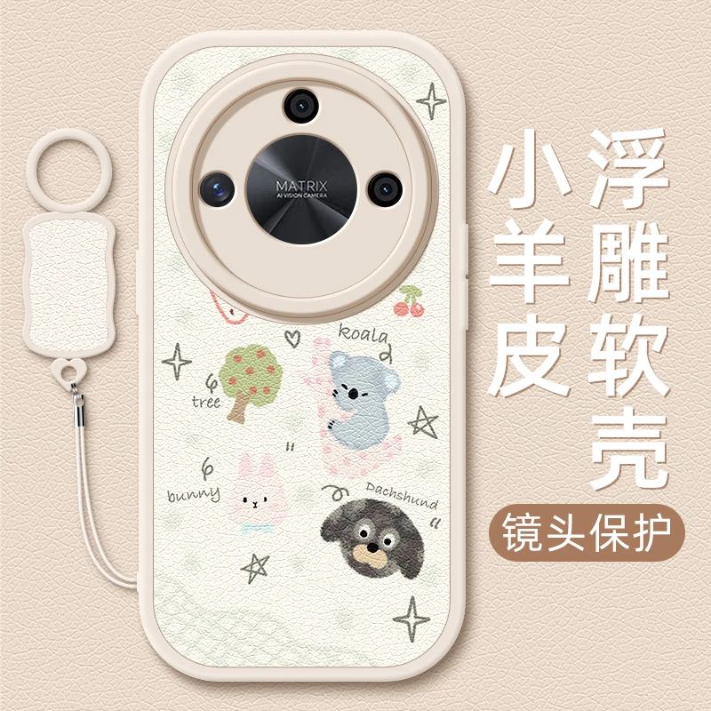 小动物适用荣耀x60手机壳x50/x40GT小羊皮x30/x20se防摔x10/9x