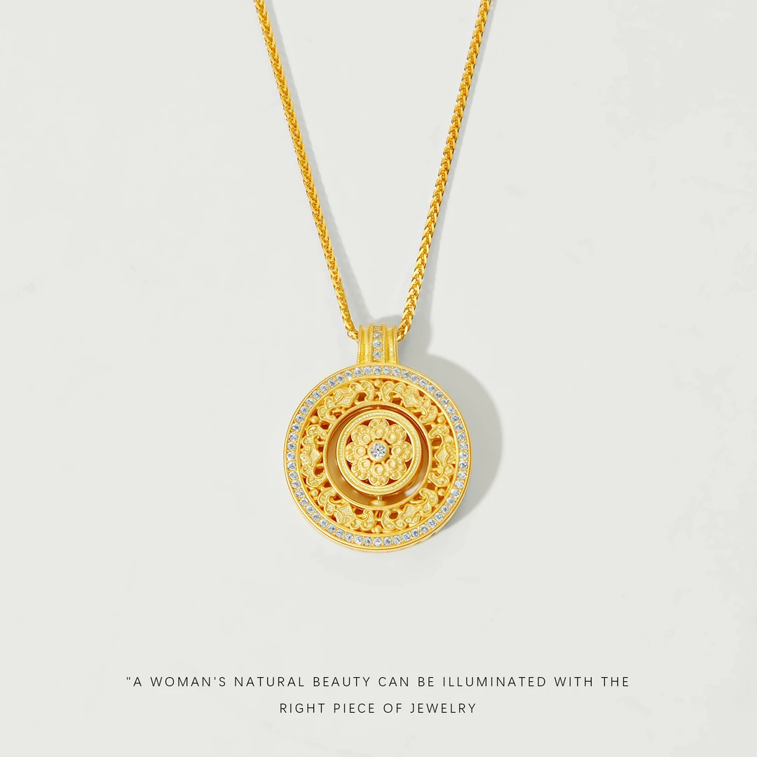 坠链均925银合成锆石 轻奢时尚百搭小众旋转项链A504