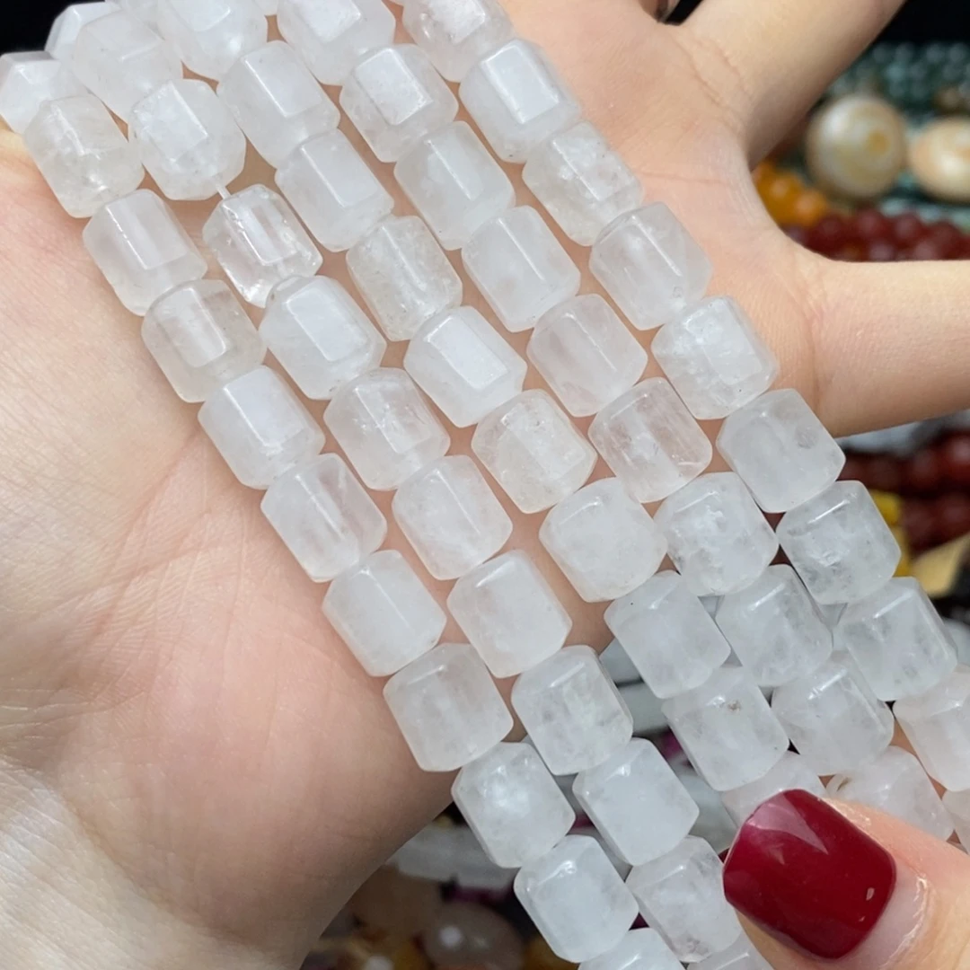 玛瑙/玉髓未镶嵌珠宝半成品白水晶桶珠约9mm一条