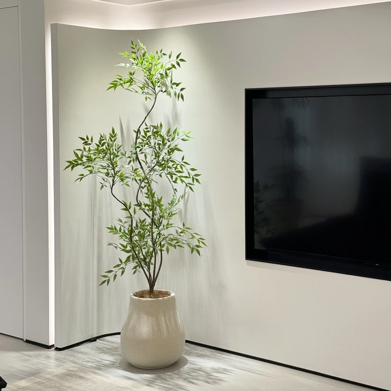 海虹景品南天竹室内客厅仿生假树花大型落地客厅摆件盆栽仿真绿植