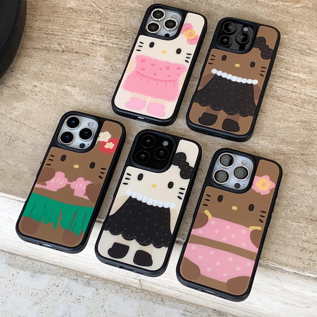 danbobo磨砂珍珠KT猫咪适用苹果16ProMax手机壳iphone15-13镜面