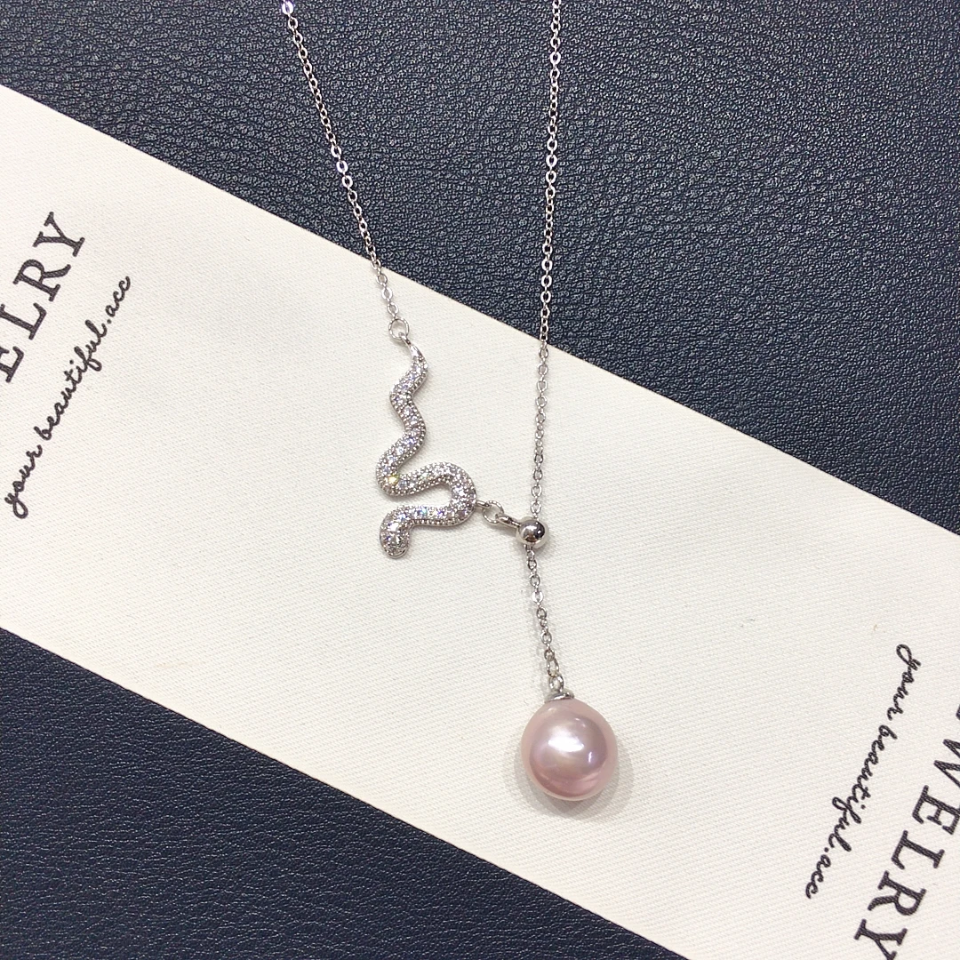 精工款极光圆巴洛克天然淡水珍珠吊坠灵蛇可调节珍珠项链锁骨链