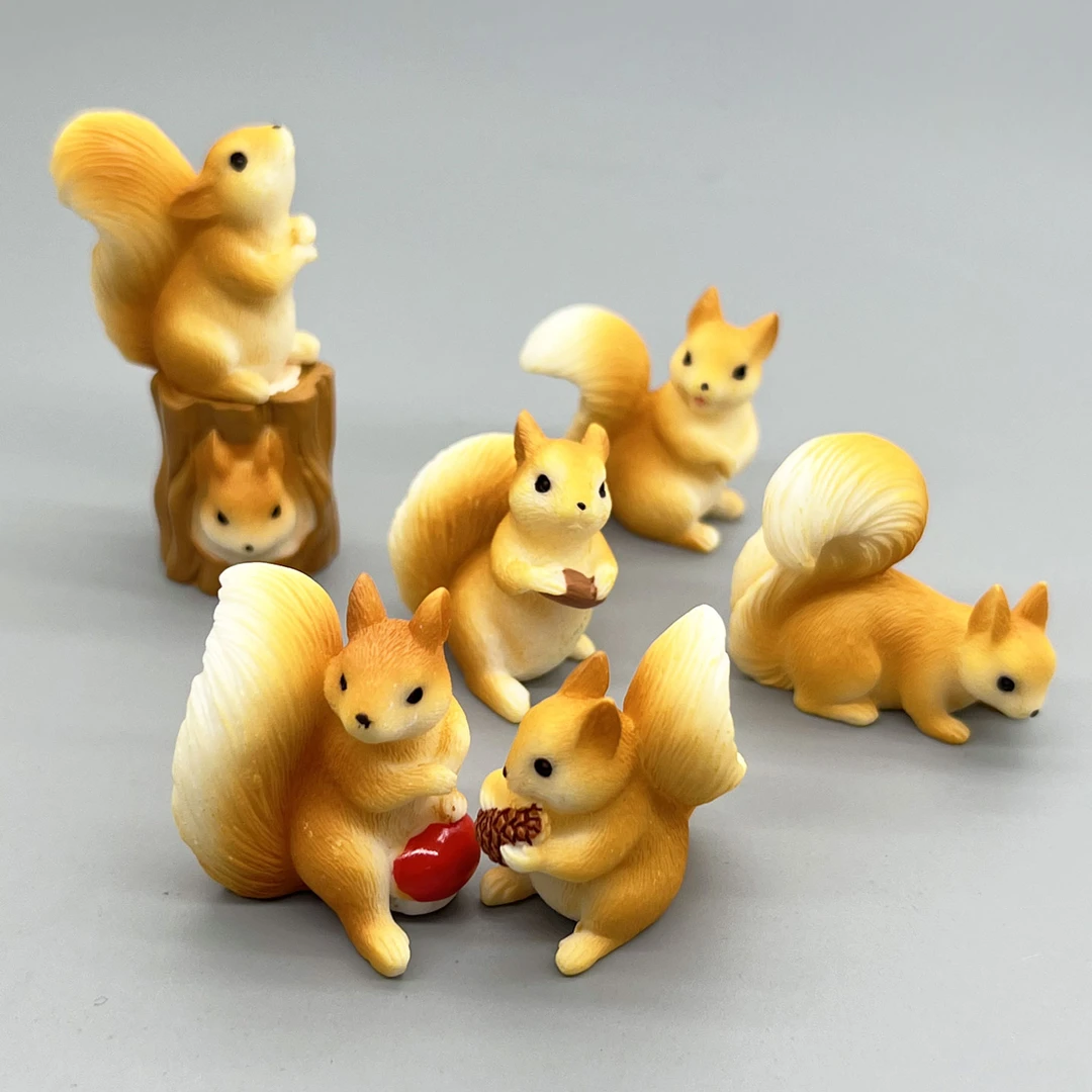 仿真迷你可爱小松鼠摆件装饰卡通动物模型过家家玩具手工diy礼物
