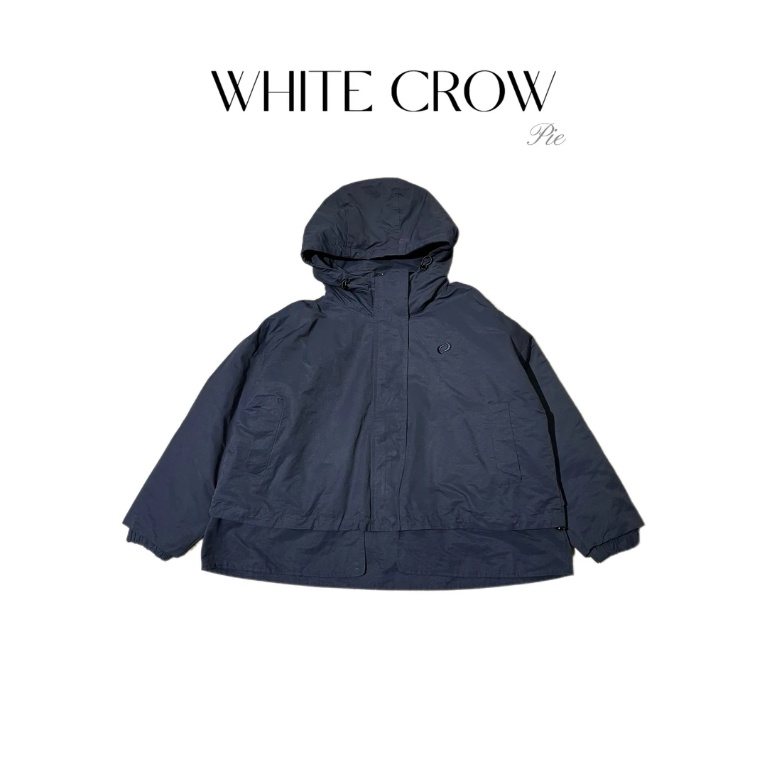 白乌鸦【重工流光】户外连帽纽扣棉服风衣  55350