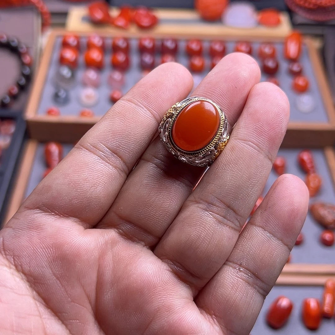阜***⁸南红玛瑙银S925镶嵌珠宝奇石